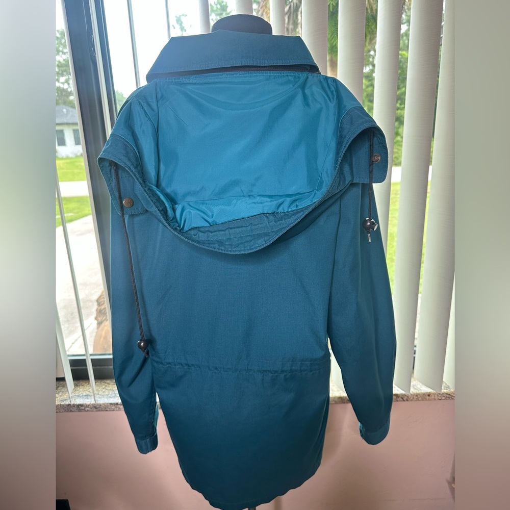 Eddie Bauer Vintage Men's Teal Military Trench Hoodie Jacket Size Medium - Picture 5 of 7